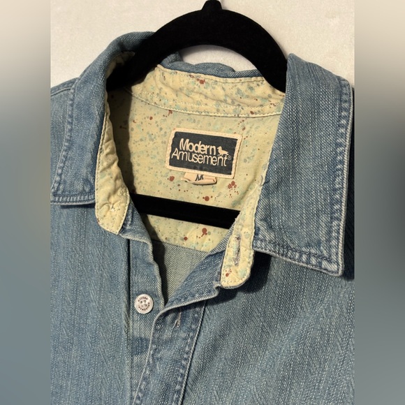 Modern Amusement- Womens Denim Long Sleeve Button Down Shirt - Picture 5 of 9